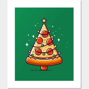 Pizza Slice Christmas Tree Posters and Art
